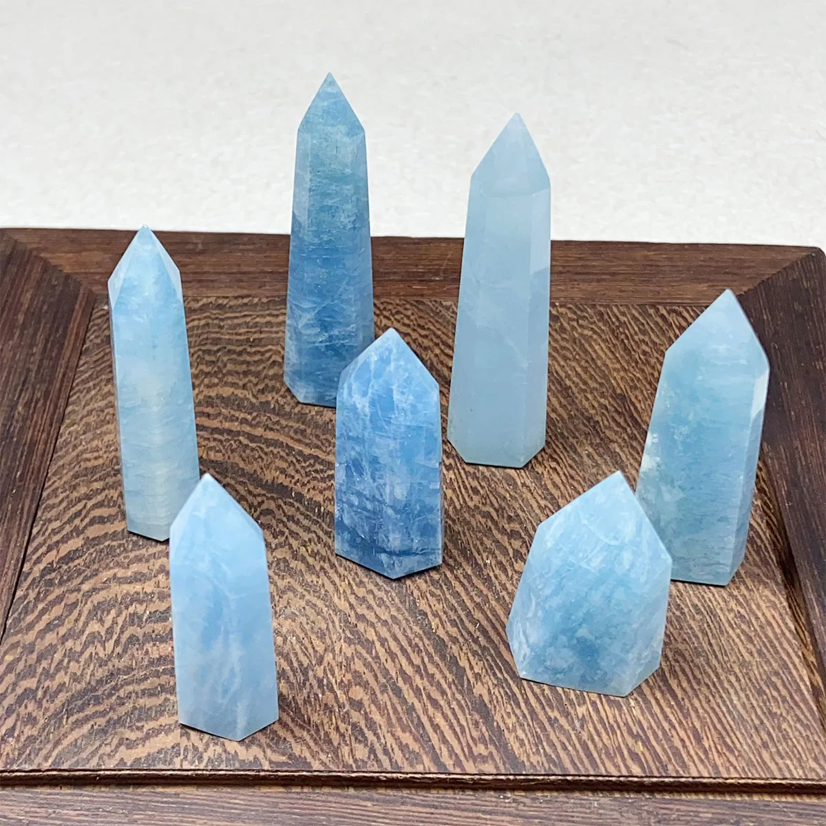 

1PC Small-Sized Natural High-Quality Crystal Aquamarine Tower, Spiritual Energy Home Decoration Crystal Tower Gift