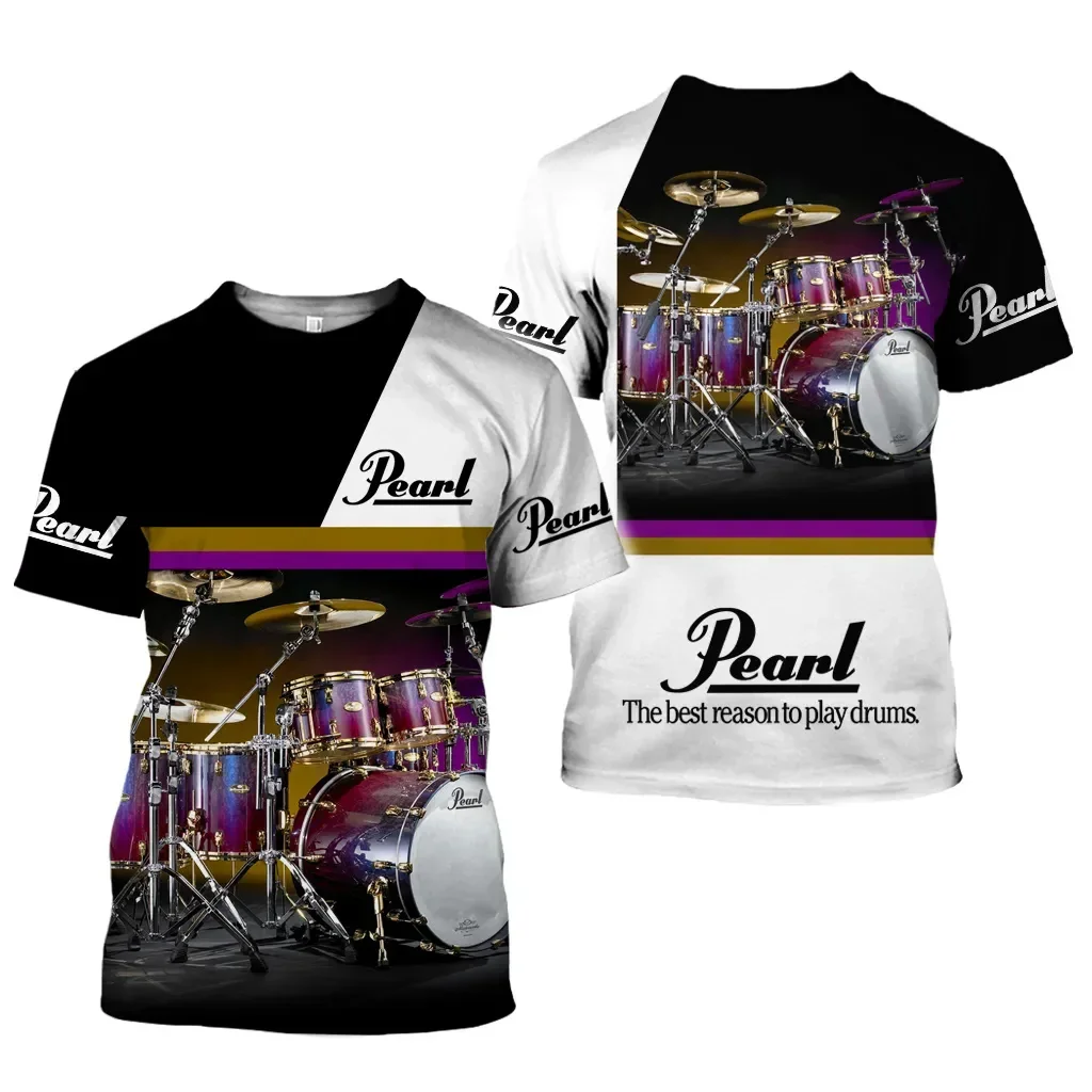 2024 صيف جديد حار كلاسيكي طبل نمط ثلاثية الأبعاد تي شيرت مطبوع عادية كم قصير حجم كبير فضفاض مريح تنفس