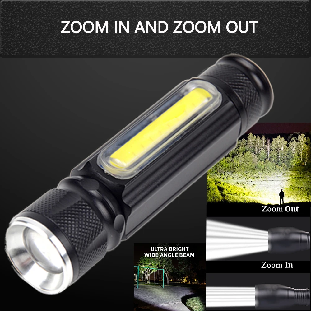 LED Flashlight USB Rechargeable Flashlights Waterproof Torch Emergency Flashlight Work Light with Magnet Built-in Battery
