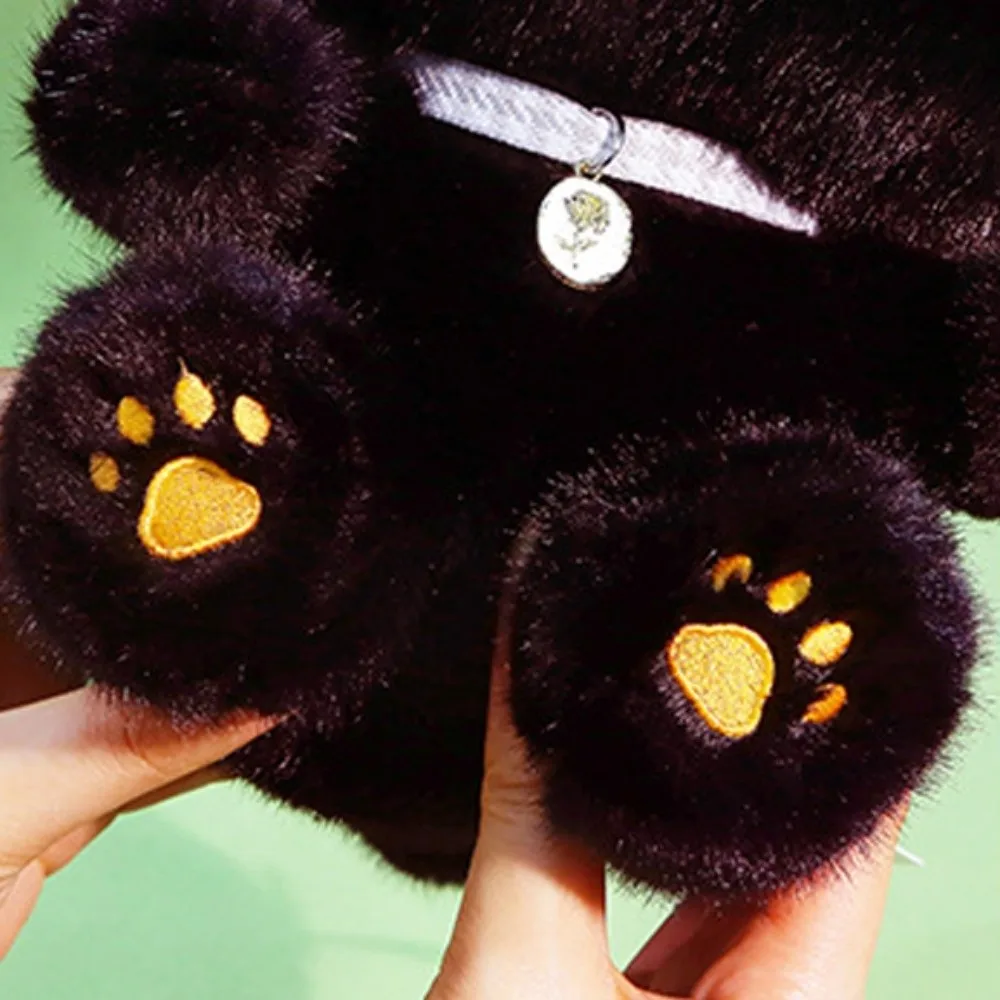 

Creative Stuffed Animals Black Cat Kawaii Furry Siamese Cat Fluffy Soft Cat Table Christmas Gift