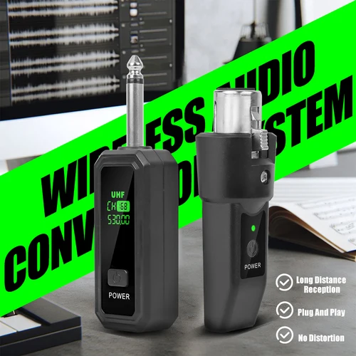 Imagen 2 del producto KDES K008 Convertidor de micrófono inalámbrico Transmisor y receptor XLR Sistema cableado a inalámbrico para mezclador de audio Micrófono dinámico