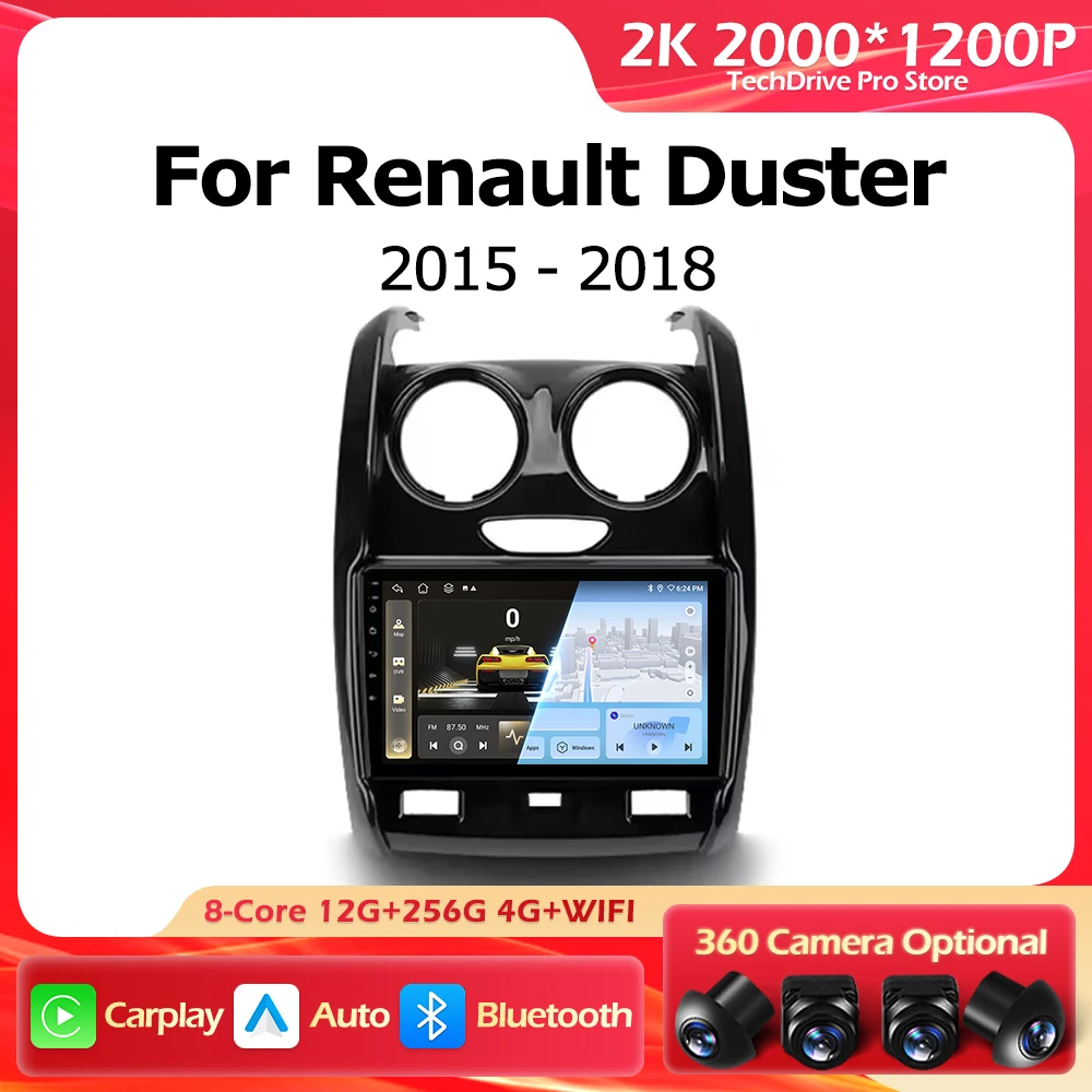 

Android 16, беспроводной Carplay для Renault Duster 2015-2018, автомобильный радиоприемник, GPS-навигация, автоматический интеллектуальный мультимедийный сенсорный экран, WIFI