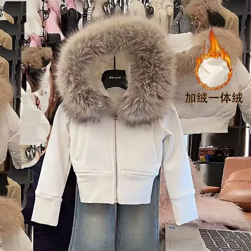 

Girls' Velvet Jacket Autumn And Winter 2026 New Collection Children's Wool Collar Thickened Coat Short Jacket 90-150cm