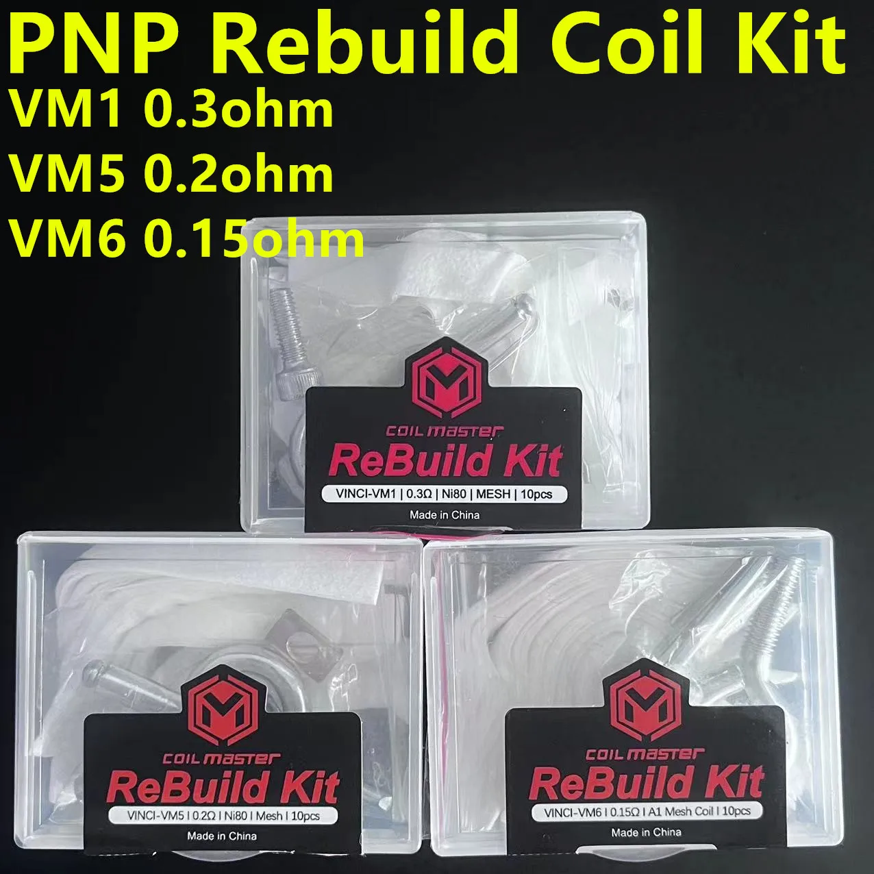 PnP DIY Rebuild Kit Meshed Cotton With NexM-esh Extreme Turbo Chill Coil for PnP VM1 VM5 0.2ohm VM6 0.15ohm Coil Tool Kit