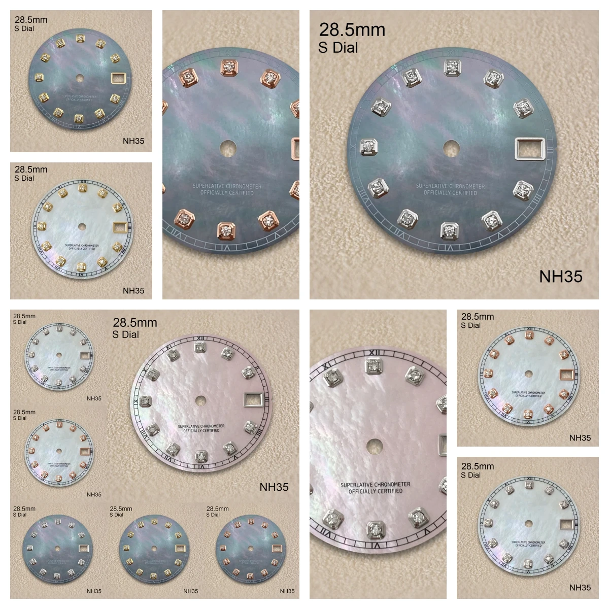 

28.5mm S Logo Diamond Shell Dial Fit NH35/NH36/4R/7S Japan Movement High Quality Watch Modification Accessories