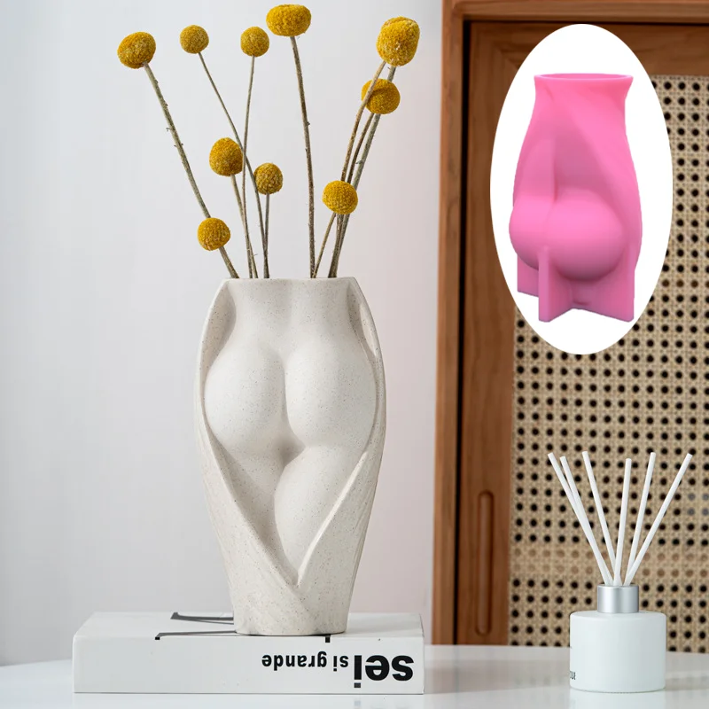 3D Human Art Vase Resin Silicone Mold Sexy Female Hip Flower Pot Cement Concrete Gypsum Silicone Mold home decoration