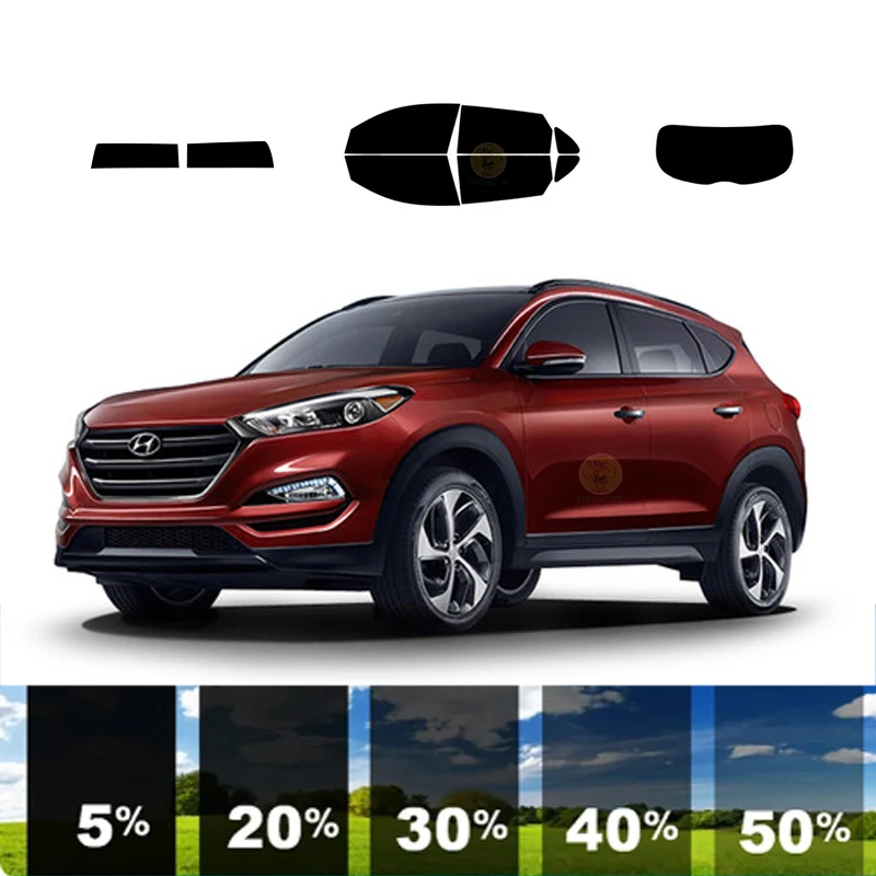 precut Removable Window Tint Film For Car 100% UVR 5%-35%VLT Heat Insulation Carbon ﻿For HYUNDAI TUCSON 4 DR SUV 2016-2021