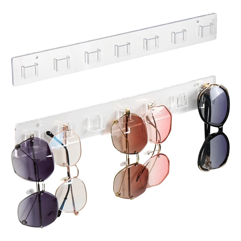 アクリル壁掛け眼鏡ディスプレイホルダー、サングラスオーガナイザー、眼鏡ハンガーラック、耐久性b、2個