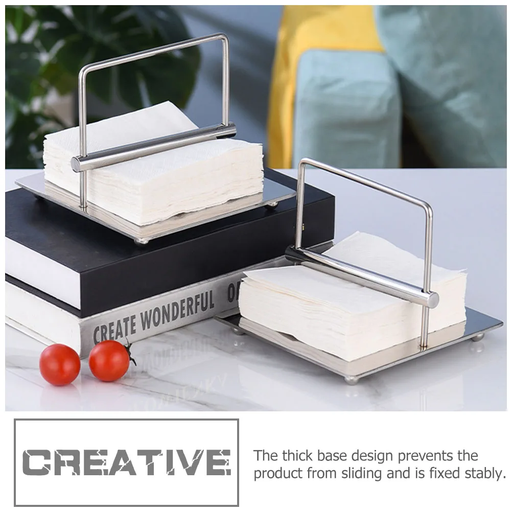 

1pc Stainless Steel Holder Paper Towel Stand Napkin Rack For Kitchen Paper Towel Holder Home Hotel Durable Thick Base Silver