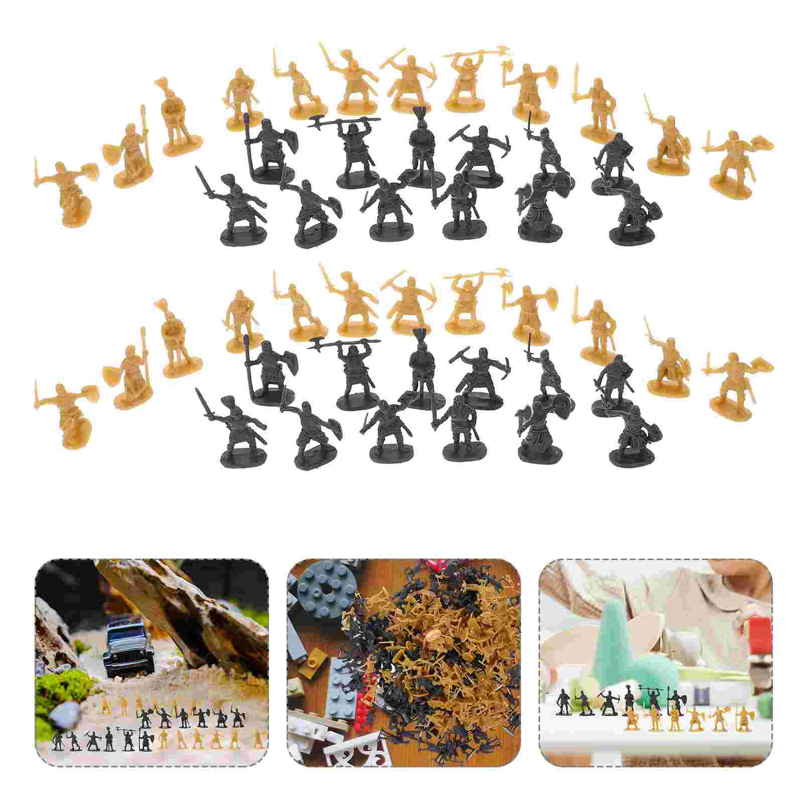 

200 Pcs Soldier Model Toys Mini Ancient Medieval Plastic Figurines Action Figures Gray Gold Mixed Color Realistic Scene