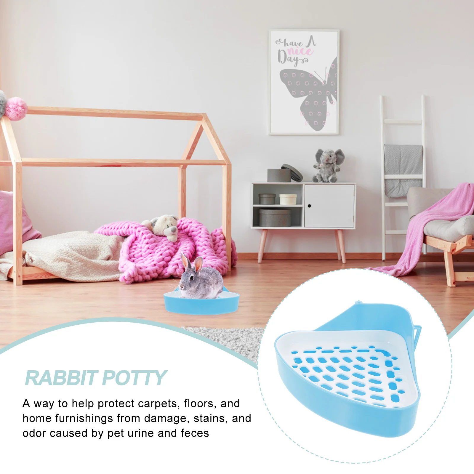 

Small Pet Toilet Rabbit Potty Durable ABS Material Compact Portable Easy to Use for Living Room Park Garden Rabbit Potty