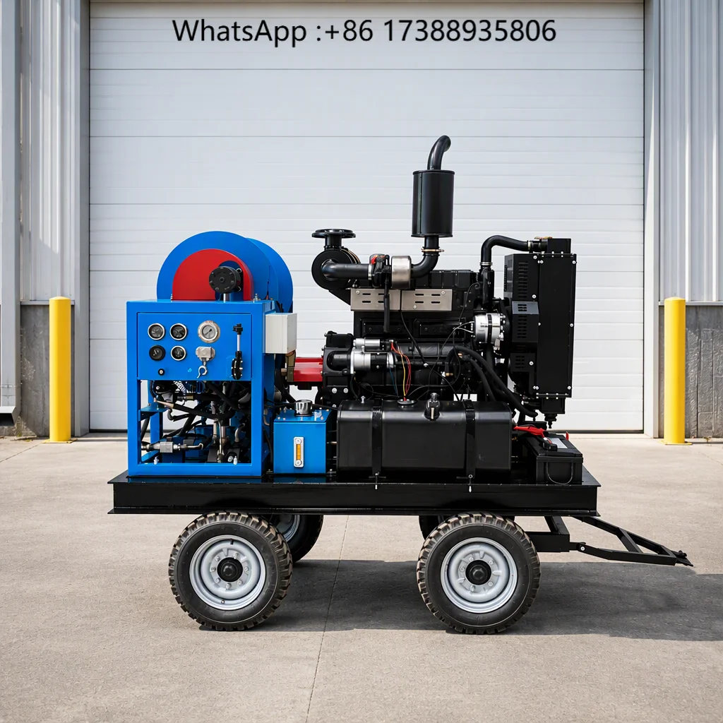 115L/min 180bar Large Diameter Drain Pipeline Cleaner Sewer Jetting MachineHydro Blasting Equipment