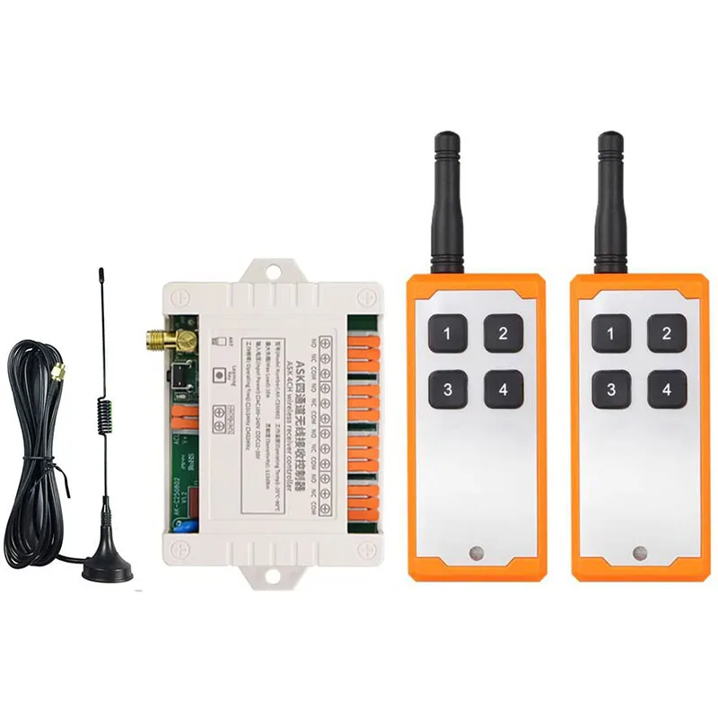 2000m DC12V 24V 36V 4CH 10A Relay RF Wireless Remote Control Switch Receiver Transmitter Suction Antenna For LED Light or Motor