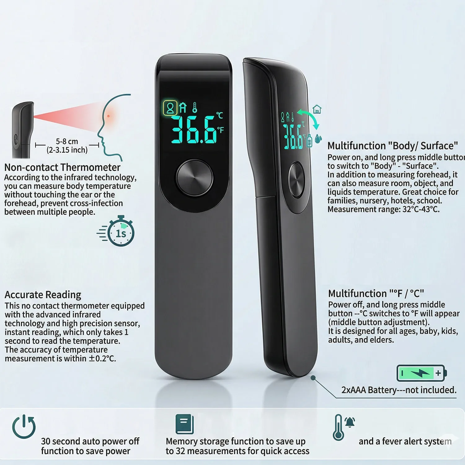 Portable Fingertip Medical Equipment SpO2 PR Monitoring Oximeter Or Medical Non-Contact IR Thermometer Fast Measure Thermometer
