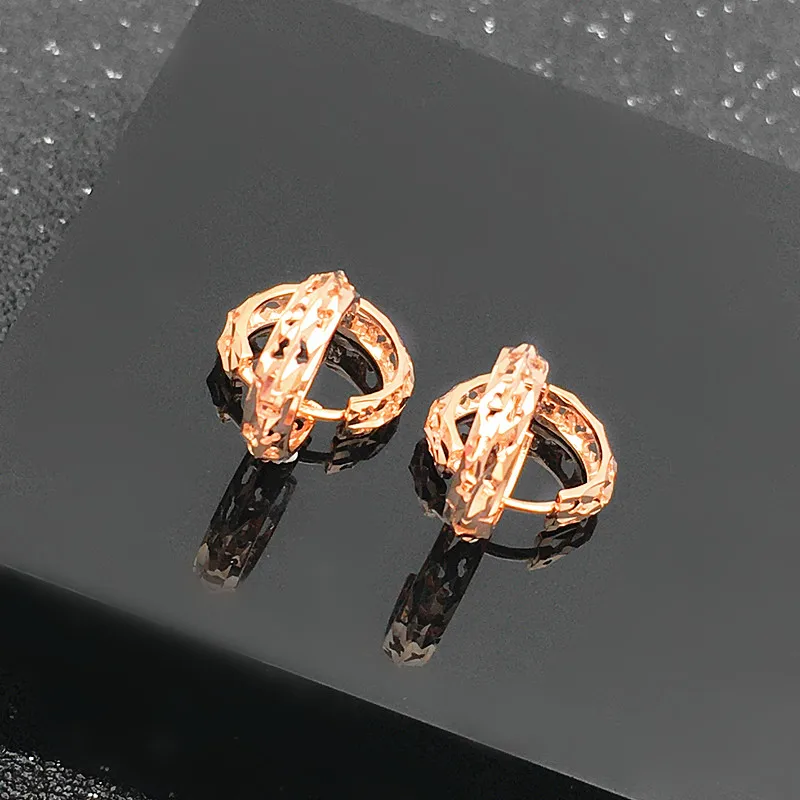 

585 purple gold plated 14k rose gold new hollow earrings for women classic glamour fashion ear buckle party jewelry gift