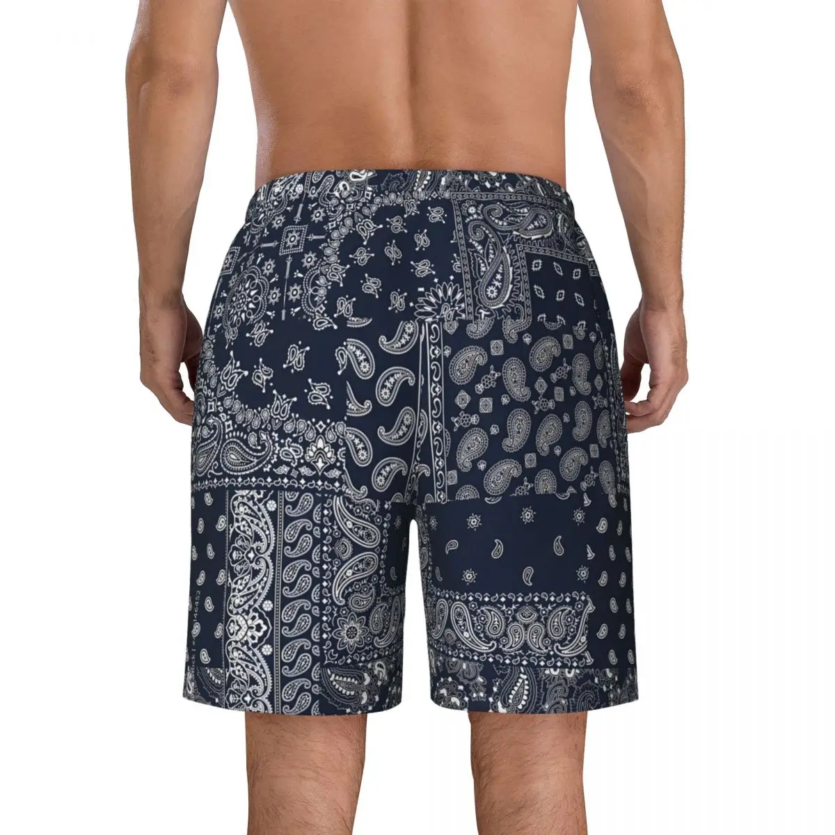 Azul bandana lenço paisley board shorts verão abstrato casual board calças curtas dos homens roupas esportivas de secagem rápida tronco de natação personalizado