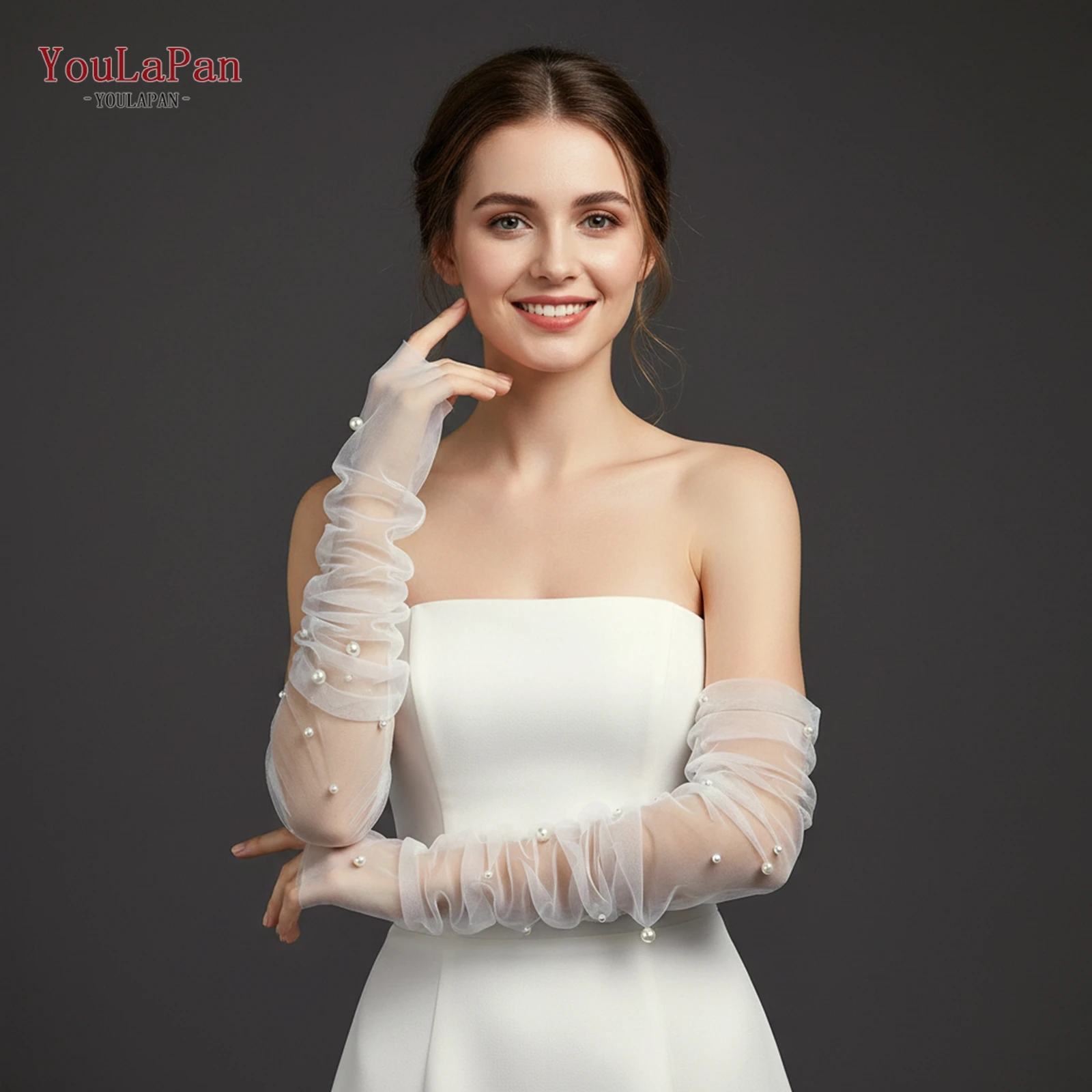TOPQUEEN Women's Gloves Removable Bride Sleeve for Dress Glove Wedding Bachelorette Party Accessory Fingerless DIY Glove VM20