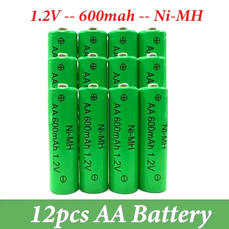 Batería AA 1,2 V NiMH recargable, 600mAh, adecuada para despertador, MP3/MP4, linterna, juguetes, Afeitadora eléctrica, Control remoto