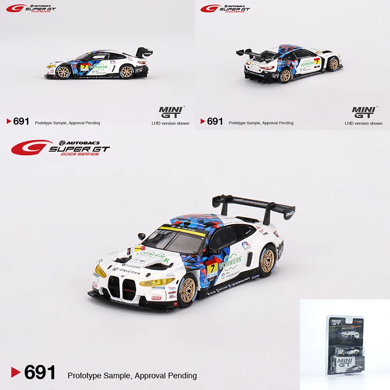 MINIGT 1/64 M4 GT3 #7 연구 BMW M4 MGT00691-L 자동차 합금 장난감, 모터 자동차 다이캐스트 금속 모델, 어린이용 크리스마스 선물, 남아용 장난감