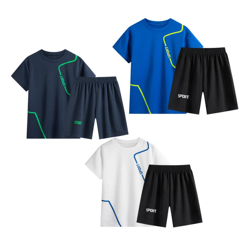 Dubbped Kids Running Clothes Sets Boys Football Jersey Short Sleeve Children Sports Training Uniforms Soccer Jerseys 2-piece Set