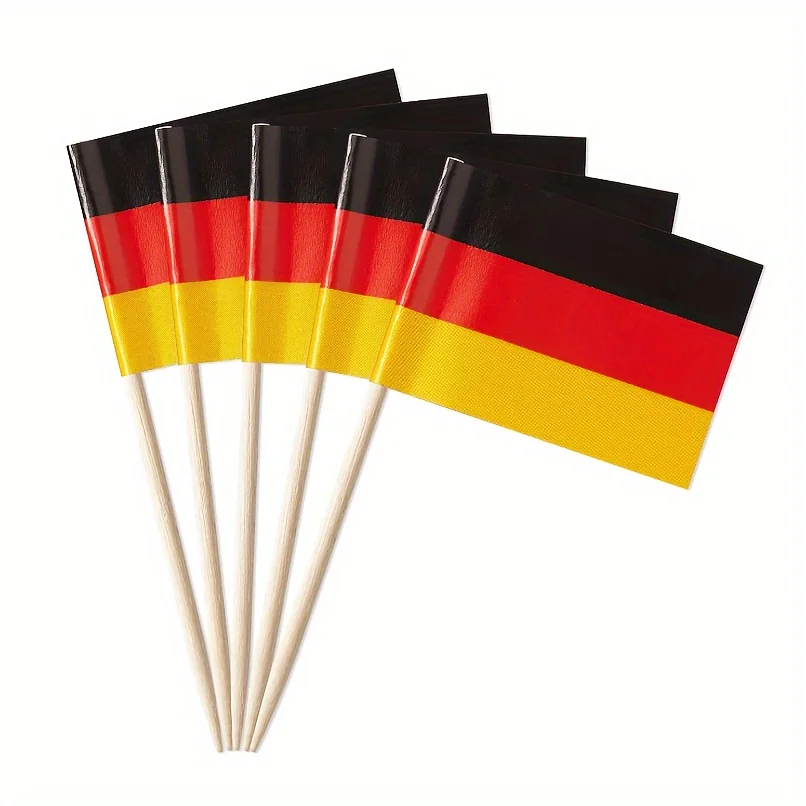 Bandeira alemã do palito, CupCake Topper, Barras De Frutas De Cocktail, Rótulos De Comida De Buffet De Festa, Placa De Charcutaria, Rótulos De Queijo, 100Pcs