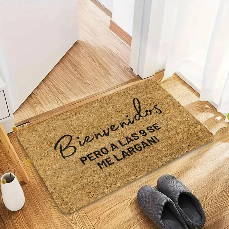 Bienvenidos Spanish Slogan Doormat Funny Letter Print Welcome Mat Outdoor Indoor Entrance Floor Rug For Home Apartment Decor
