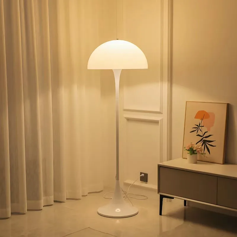 

Danish Designer Cream Style White Floor Lamp Personalized Ins Simple Study Living Room Bedroom Bedside Mushroom Table LED Lights