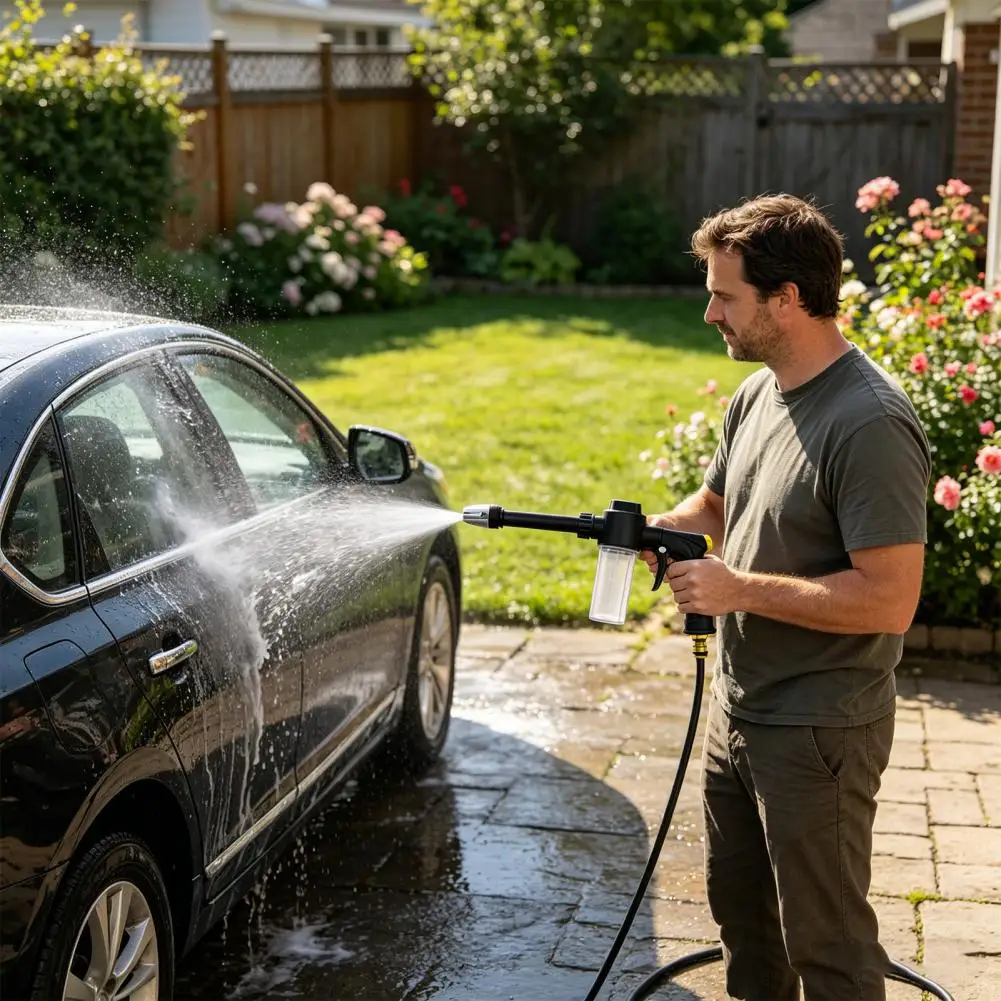 High Pressure Hose Nozzle Car Wash Hose Nozzle Garden Hose Nozzle for Car Washing Outdoor Yard Cleaning Foam Pot
