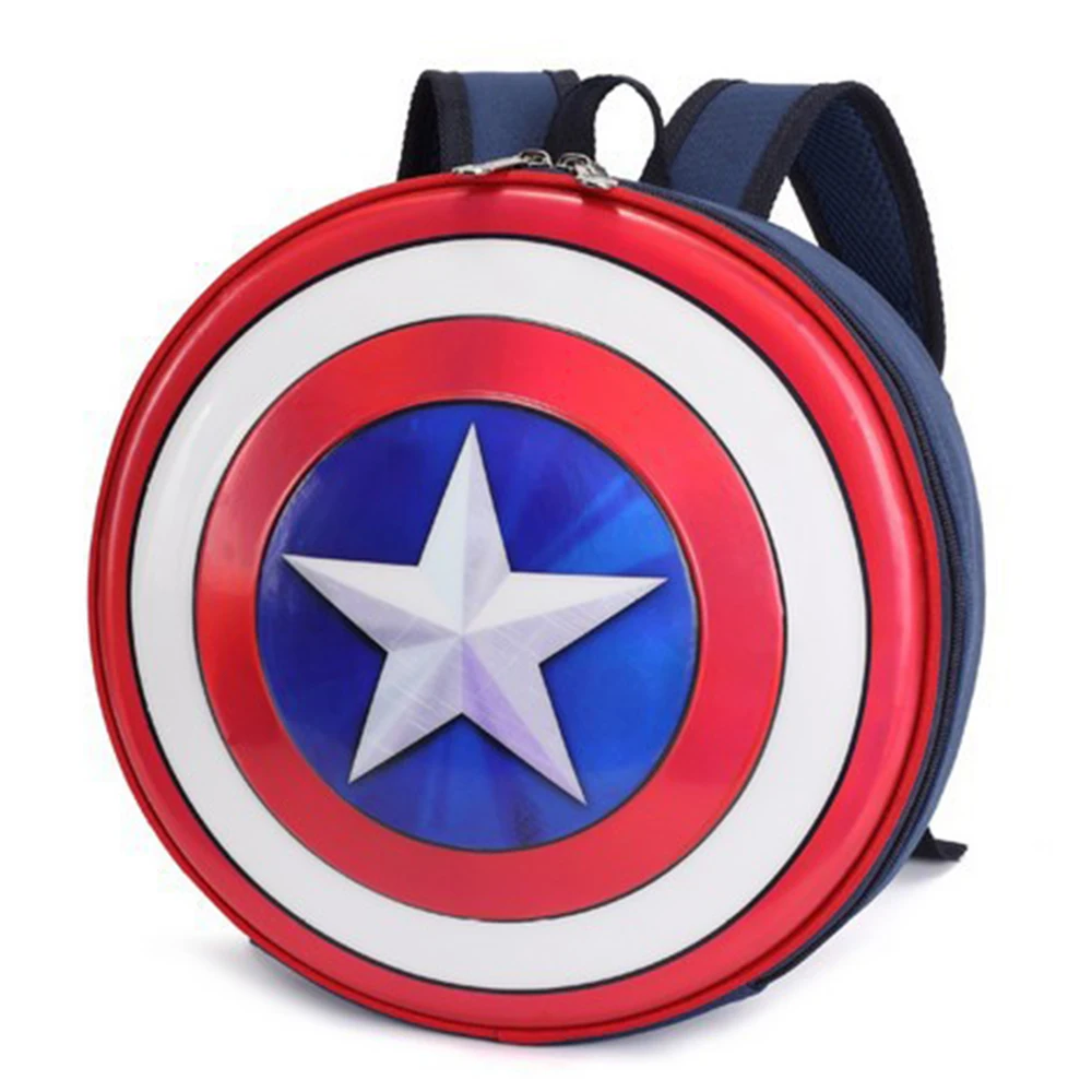 Disney Captain America Backpack For Children Shield Pattern Design Kindergarten School Bags Boys Casual Toy Shoulder Packages