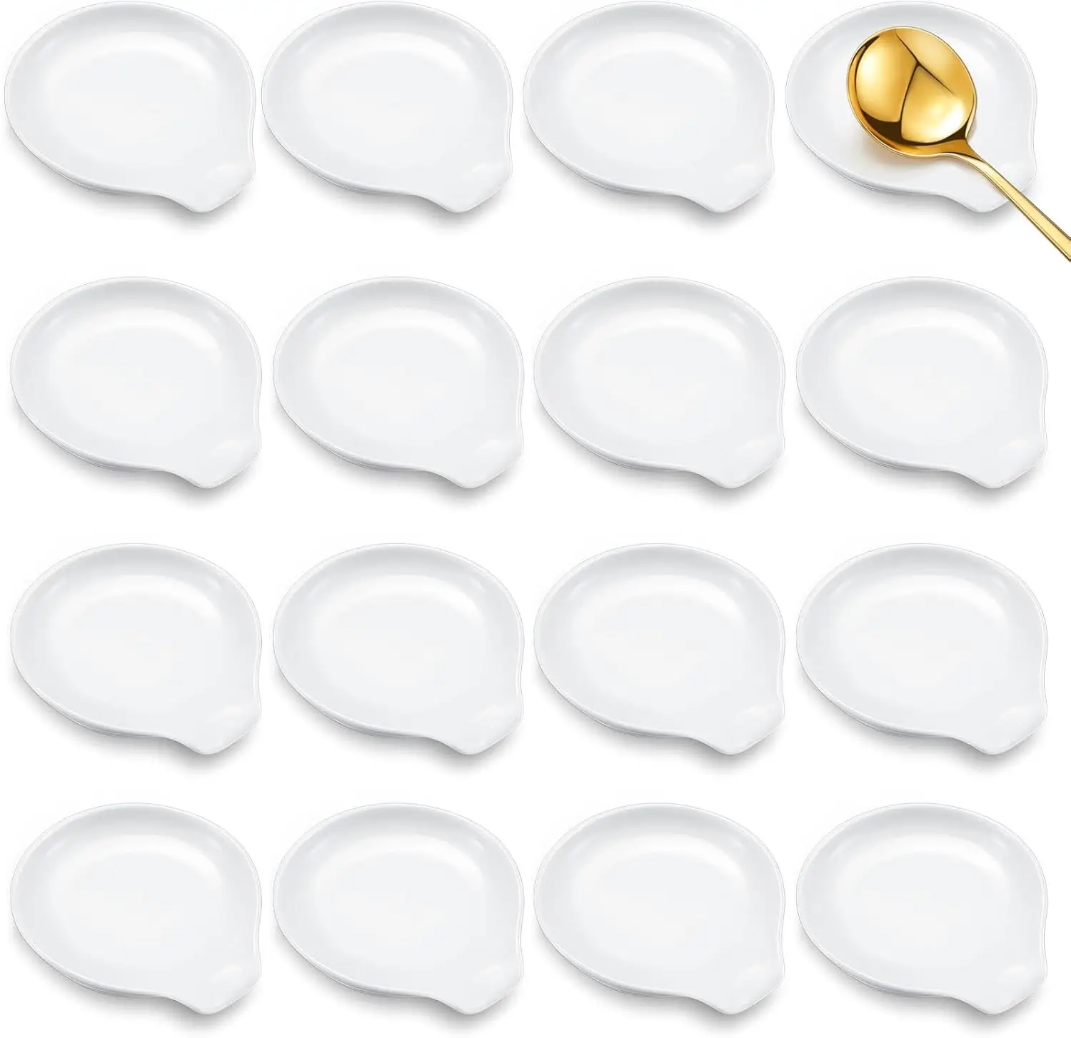 

16 Pcs Ceramic Spoon Rest for Stove Top 3.74 x 3.54 Inch Porcelain Spoon Holder Utensil Rest Dishwasher Safe Cradle for