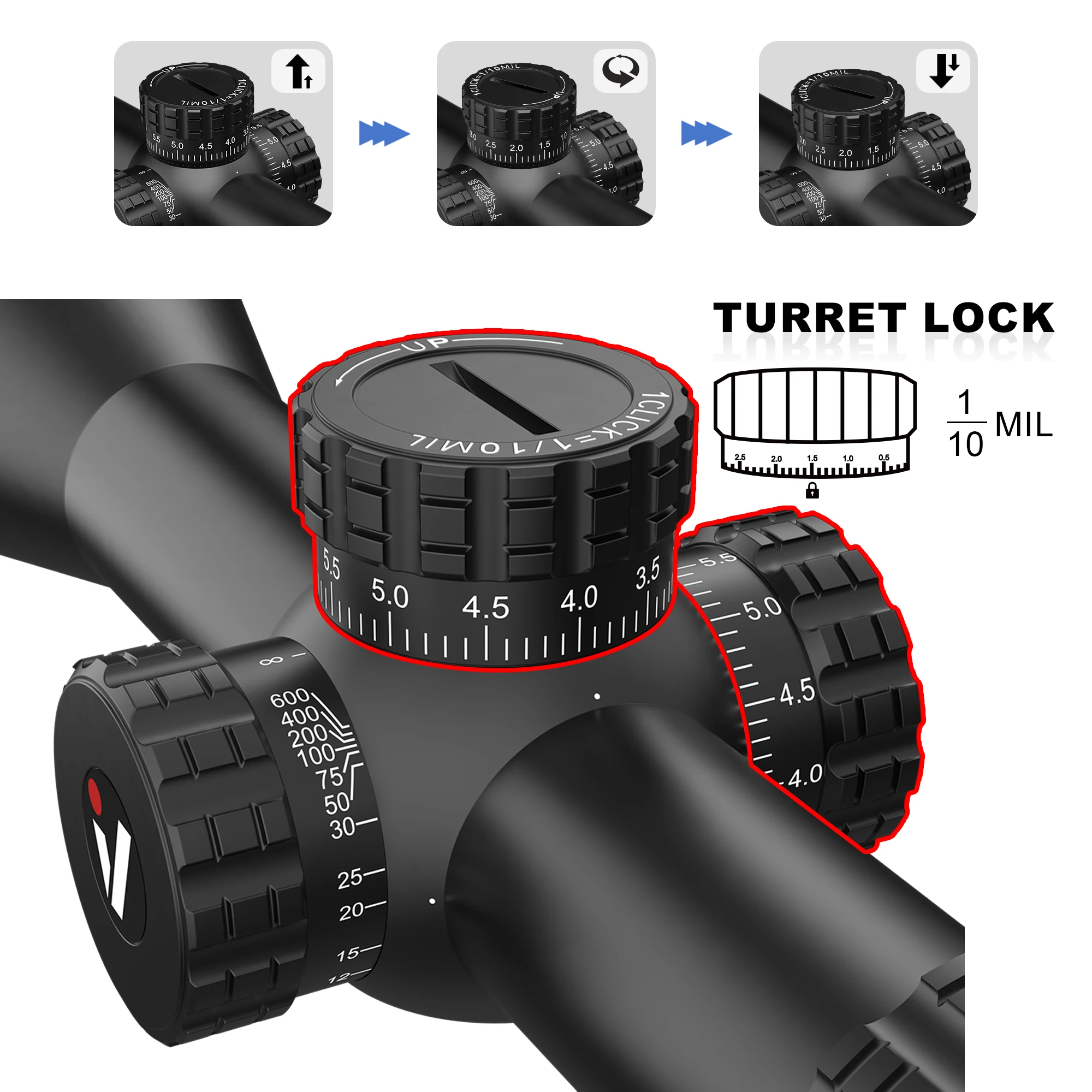 VictOptics S4 4-16x44 SFP Riflescope,Crystal Clear Optics,With Turret Lock Feature,Wide Field of View,For Air Guns & Fire Arms