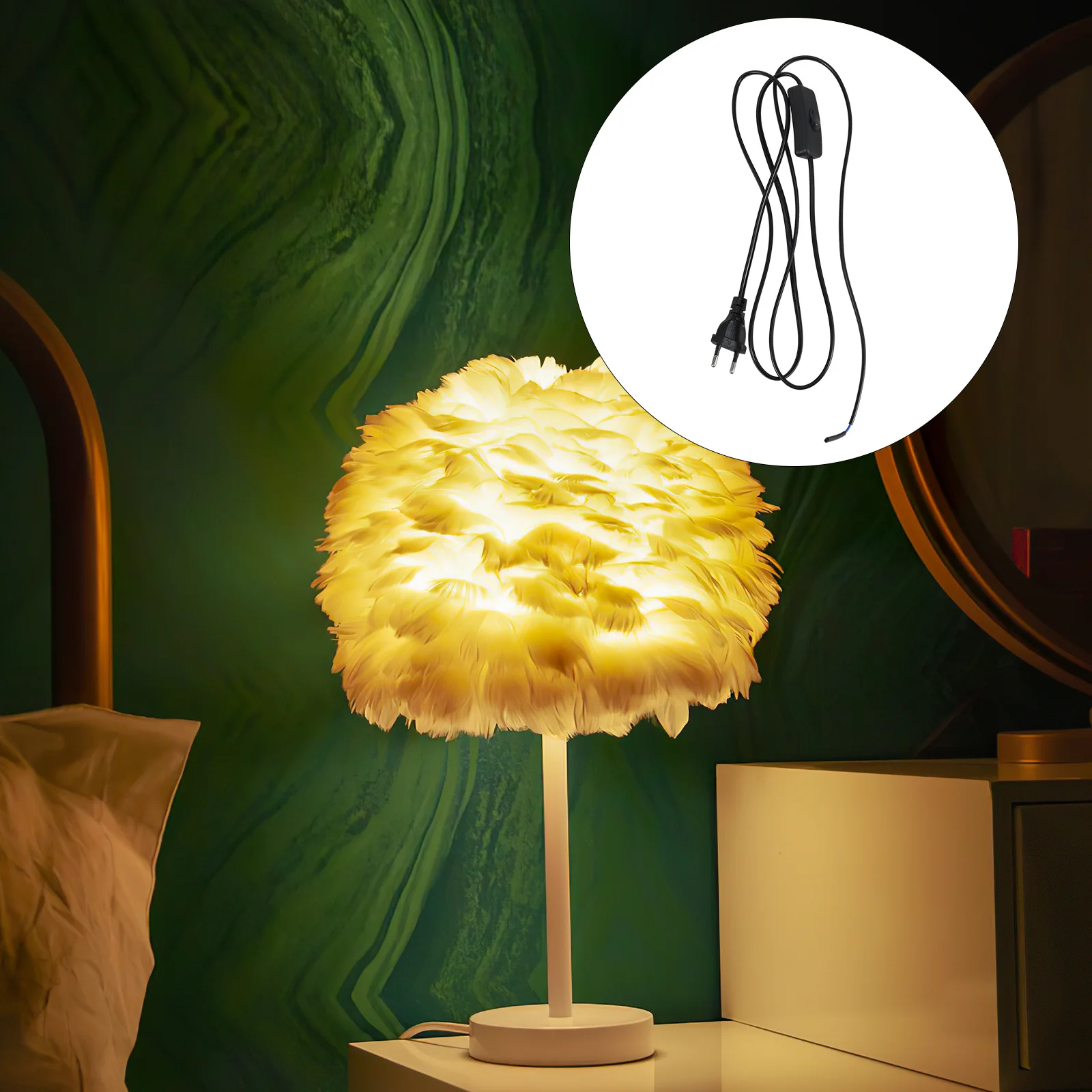 

4Pcs Lamp Power Cord Switches Safe Light Table Lamp Replacement Portable Power Cable Flexible Compatible for Pendant Desk Light