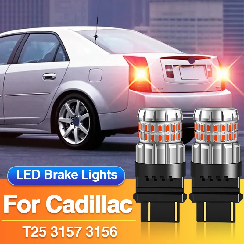2PCS T25 3157 LED Brake Light 3156 Tail Blub for Cadillac Escalade/Escalade EXT/Escalade ESV/Seville/CTS, P27/7W Red Lamp Canbus