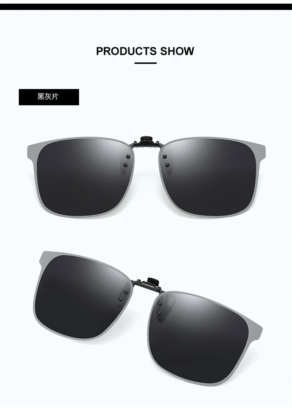 VIVIBEE Polarisierte, aufklappbare, randlose Sonnenbrille zum Aufstecken, blendfreie, quadratische Brille für Nachtfahrten, UV-Brille – Detail 9