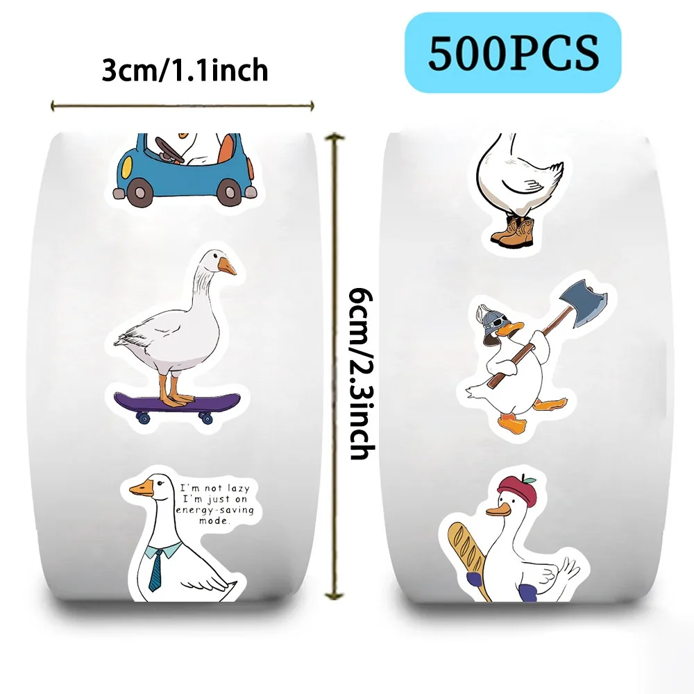 500pcs/Roll Funny Silly Goose Meme Sealing Stickers Cute Animals Roll DIY Toys Laptops Luggage Diary Guitar Motorcycle Sticker