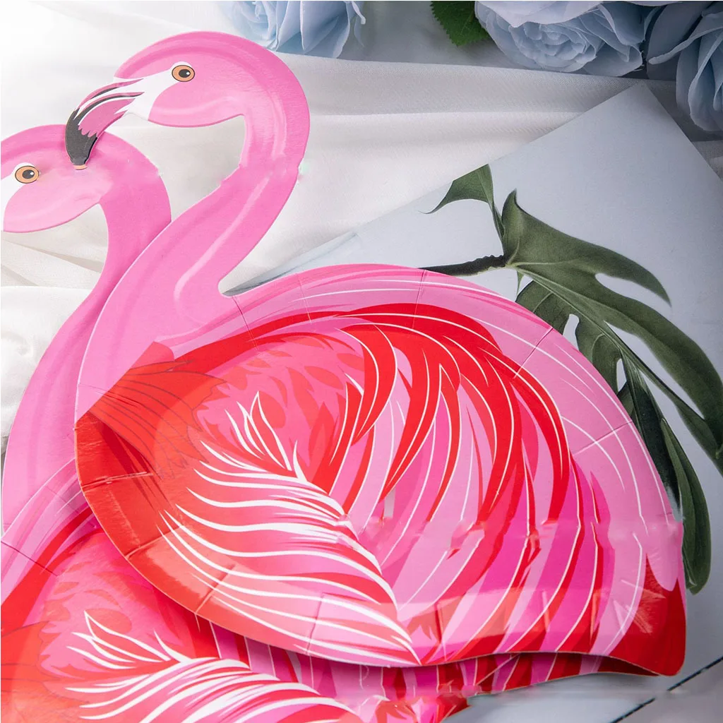 8 ospiti Flamingo Paper Plate Summer Flamingo stoviglie usa e getta piatti da pranzo Happy Hawaiian Birthday Party Decoration