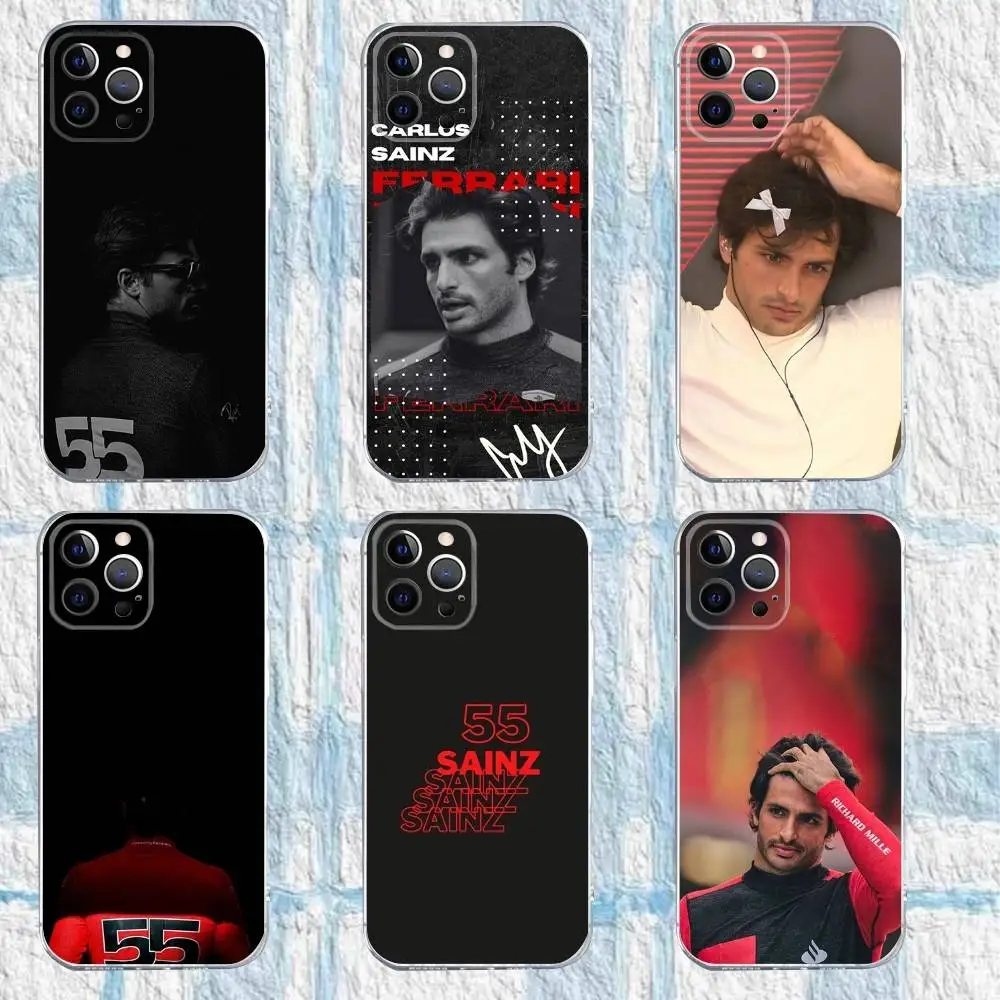 

F1 55 C-CarlosS S-Sainz Phone Case For iPhone 16,15,14,13,12,11 Pro,Max,Plus,X,XS,XR,SE,Mini Transparent Silicone Soft