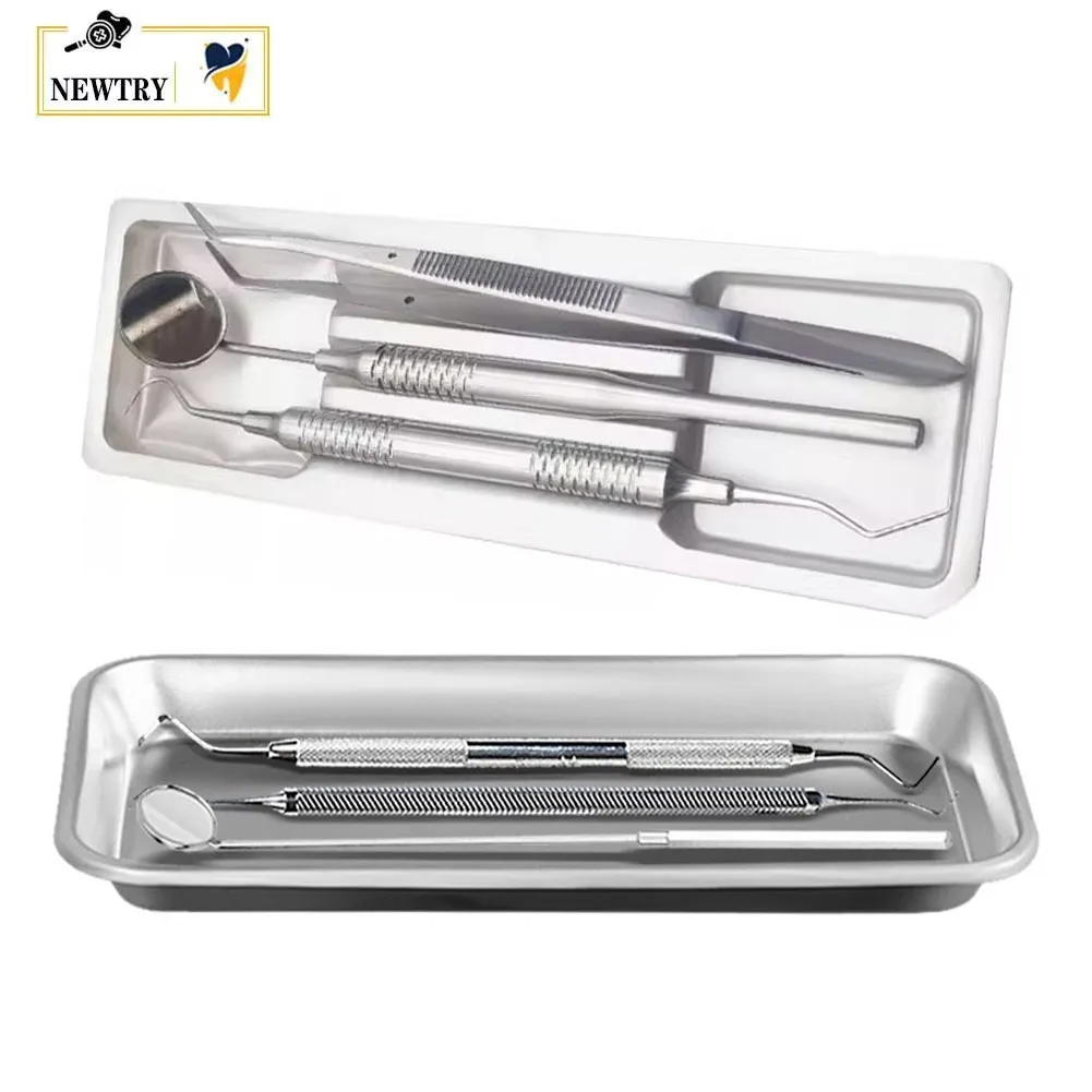 

Dental Instrument Tools Kit With Storage Tray Sterilized Dentist Forceps Tweezer With Positioning Explorer Probe Mouth Mirror