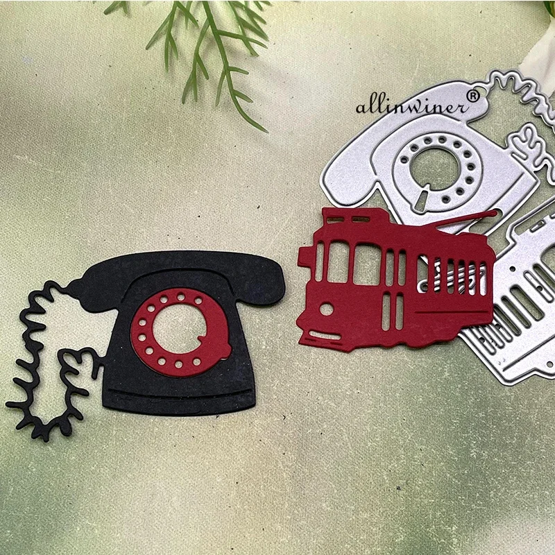 Vintage telefon autobus metalowe matryce do wycinania szablony dla DIY Scrapbooking dekoracyjne tłoczenie rzemieślnicze szablon do wycinania