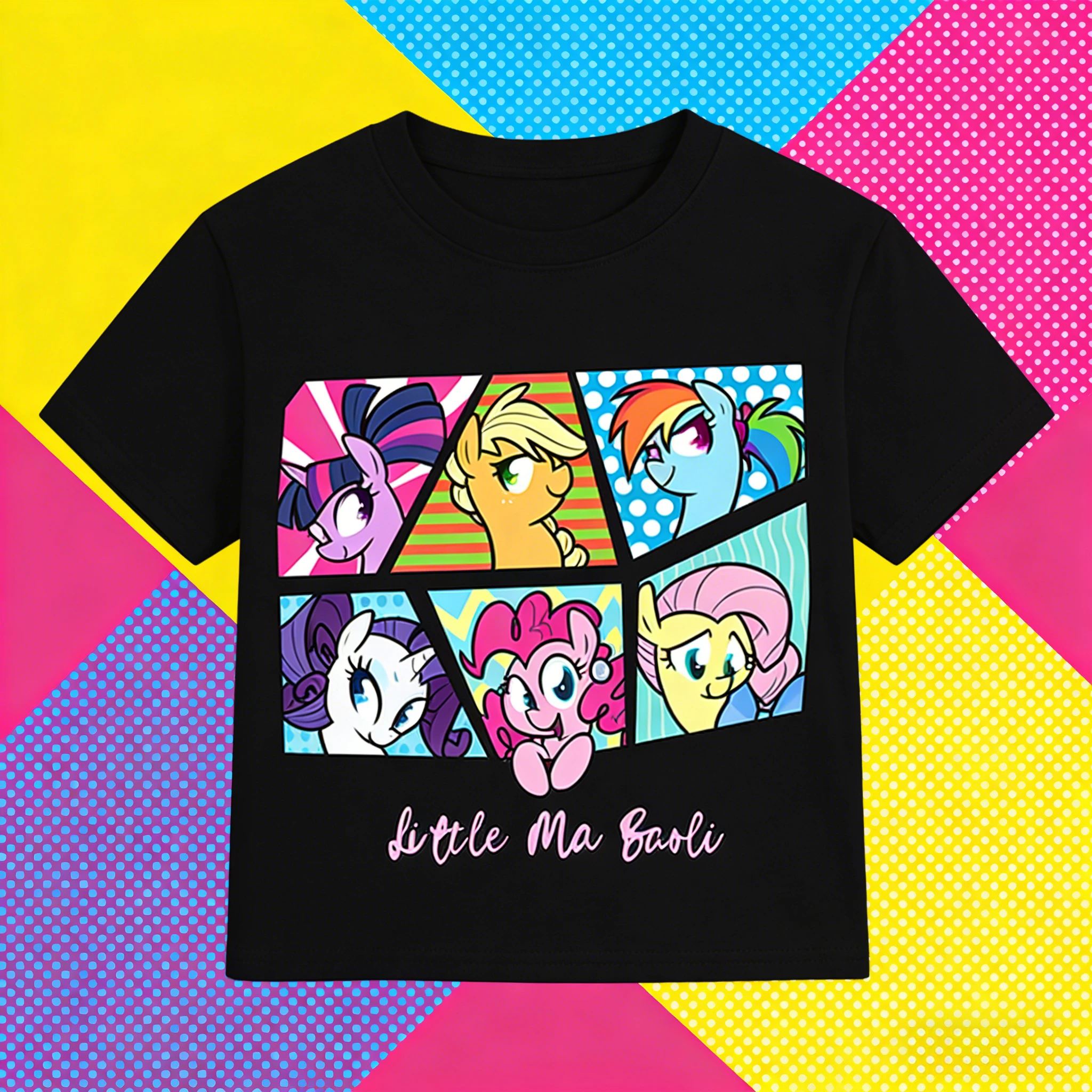 

2025-26 летняя детская футболка унисекс с рисунком My Little Pony из 100% хлопка с принтом Hasbro, свободная дышащая повседневная футболка