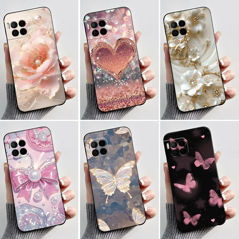 Funda de teléfono impresa para TCL T-Mobile Revvl 7 Pro/T-Mobile T Phone 2 Pro 5G, funda negra de silicona suave, carcasa con dibujos de flores bonitas
