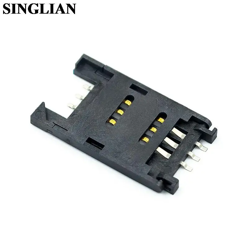 10pcs/lot SIM Card Base Clamshell Full Plastic Clamshell Card Holder Six Pin Communication Card Seat Clamshell SIM Card Slot 6P