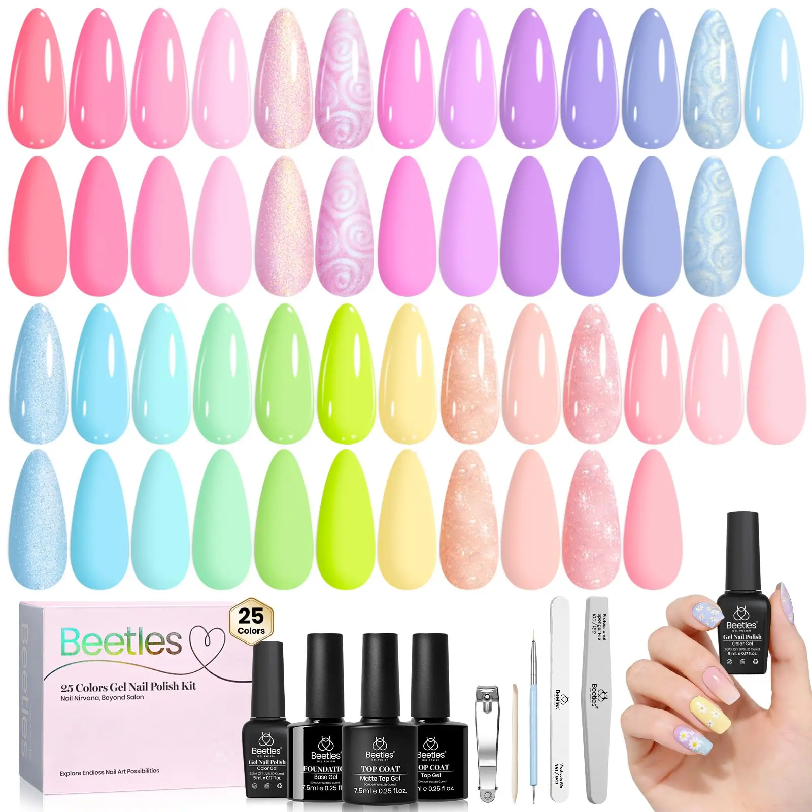 Beetles Rainbow Dreamscape Pastel Gel Polish Set, 25 Colors Gel Polish Kit