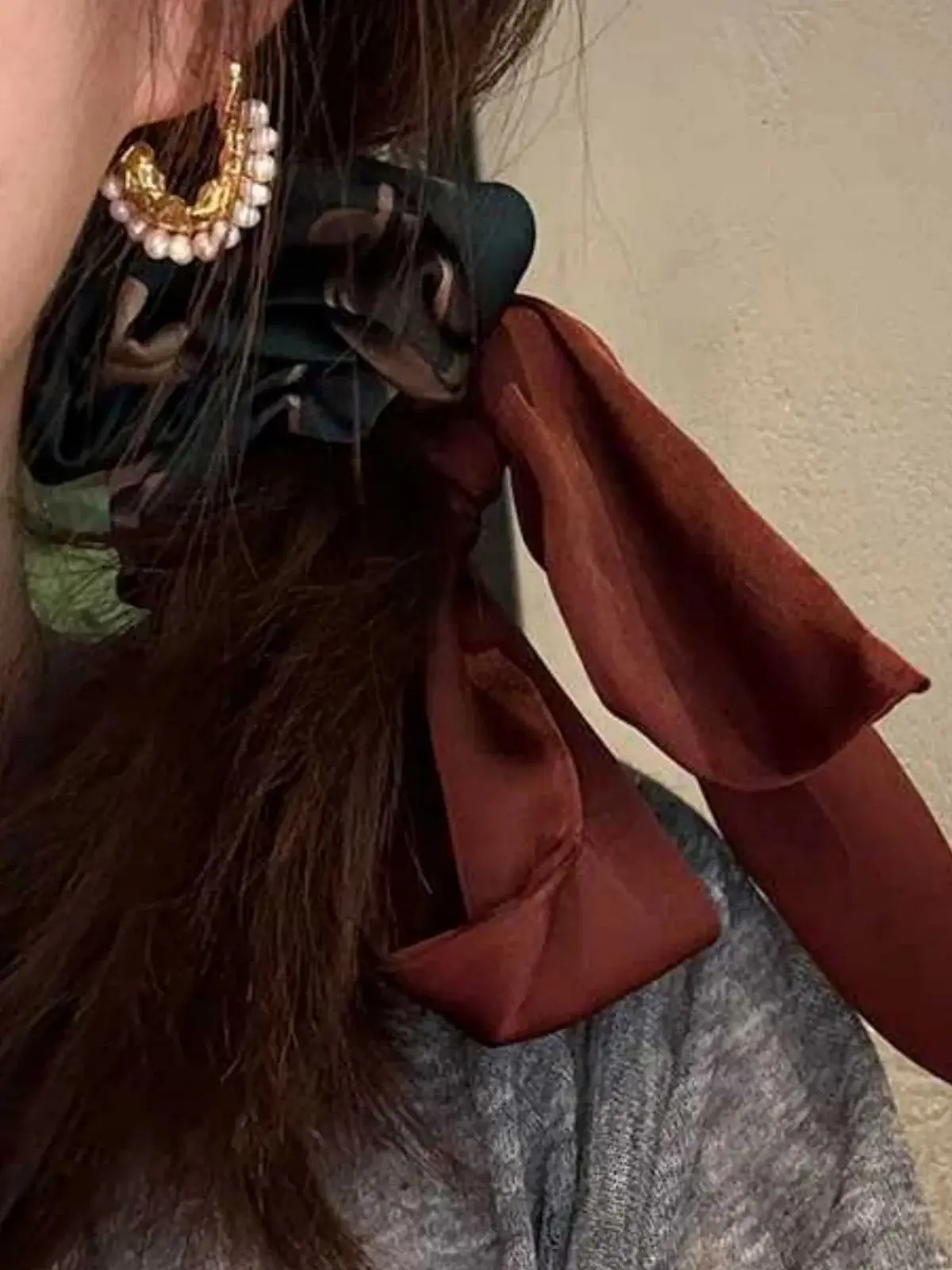 1 Stück Hochwertiges, Filigranes, Retro, Bedrucktes, Band, Haarband, Haarseil, Modisch, Pferdeschwanz, Band, Accessoire, Damen – Detail 4