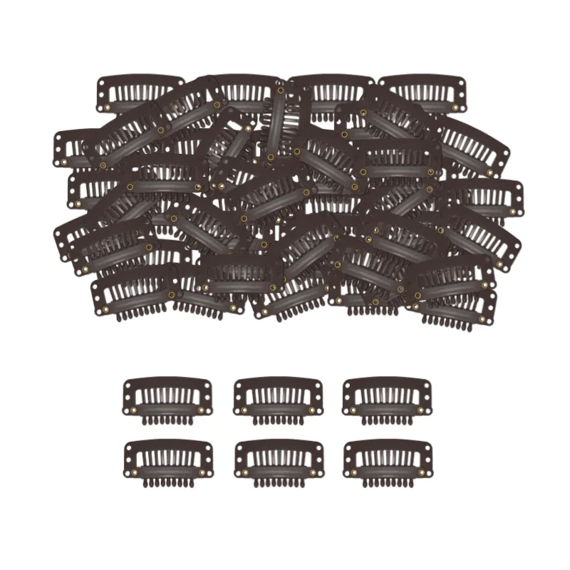 50 Pieces of 9-Piece Tooth-Shaped Drop-Shaped Hairpins, Black White Brown Dark Brown Elastic Wig Accessories for Men and Women -