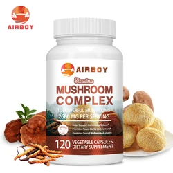 Mushroom Complex Capsules - with Lions Mane, Chaga, Reishi Nootropic Brain Supplement for Memory and Focus, Enhance Energy