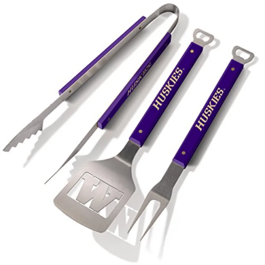 

NCAA Spirit Series 3pc BBQ Set for outdoor grilling, stainless steel, red/white/blue, rust-resistant and ergonomic