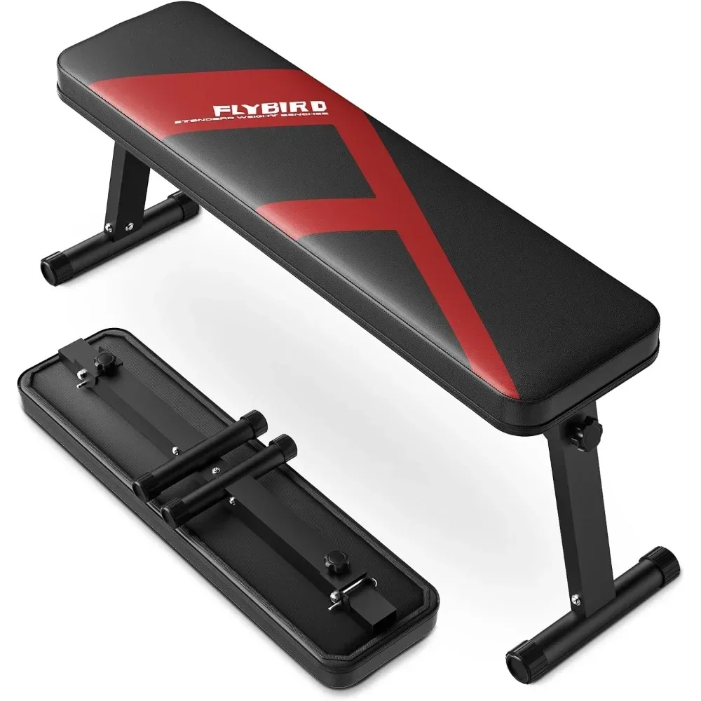 

ad Flat Bench, Foldable Flat Weight Bench Easy Assembly for Strength Training Bench Press, 600/1000 LBS 2 Versions