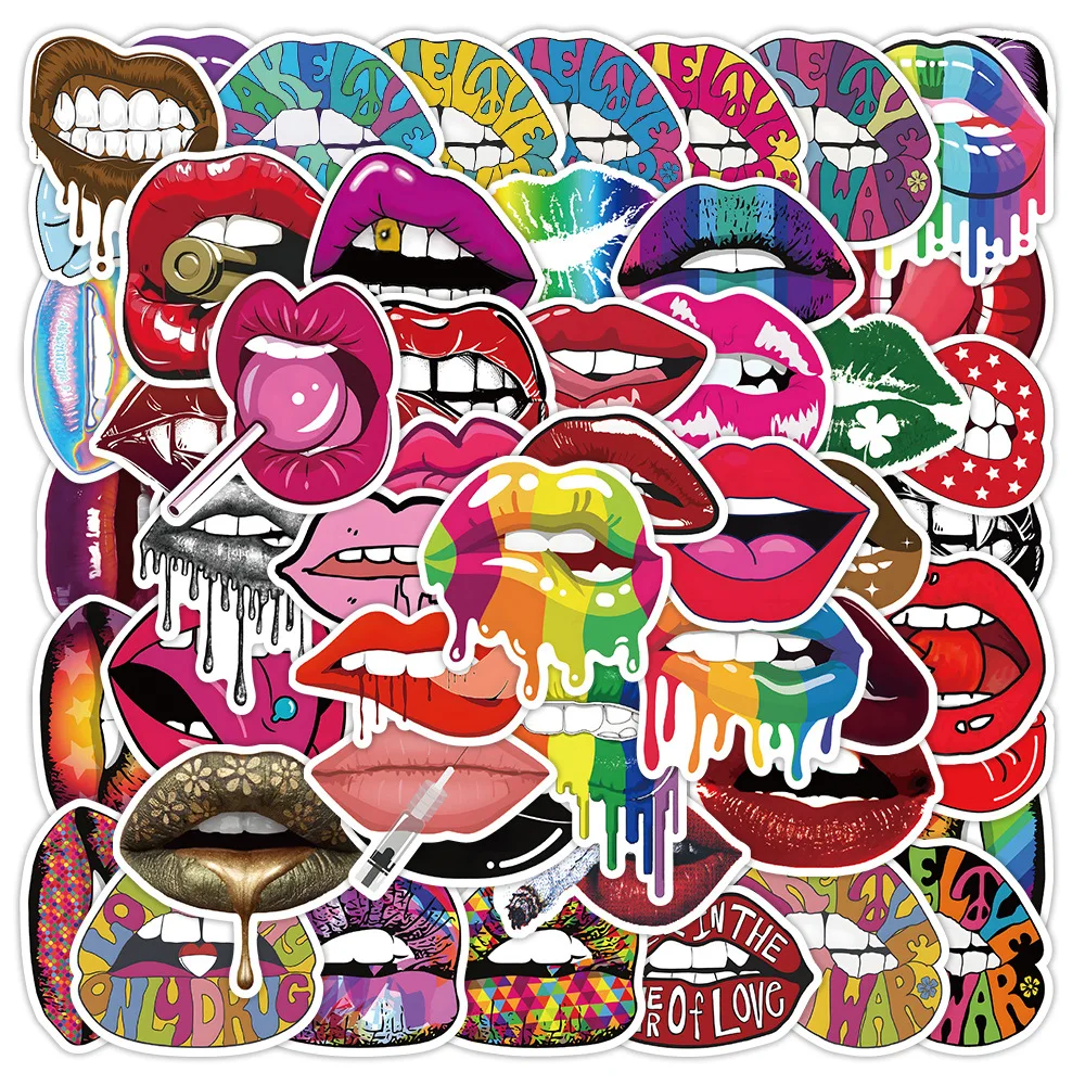 sexy lips adesivos pack adesivos para laptop caixa do telefone mala papelaria guitarra suprimentos scrapbooking feminino quente 50 pcs 01