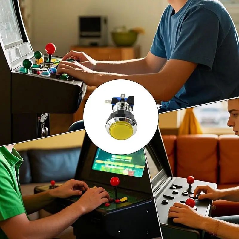 아케이드 LED 조명 푸시 버튼 아케이드 기계 성인 소년과 가벼운 가을 방지 게임 용품이있는 작은 푸시 버튼